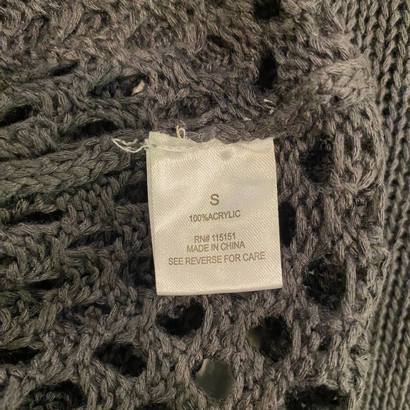 Romeo & Juliet Couture Charcoal/Tan/Blue Open Knit Long Sleeve Sweater Size S - Picture 5 of 6